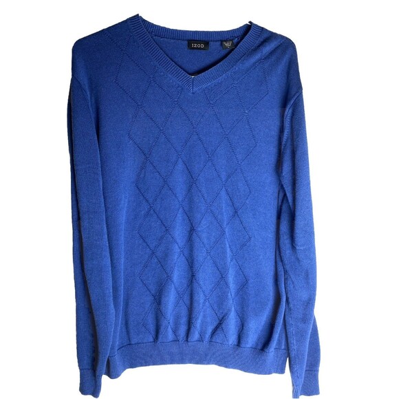 Izod Men's Pullover Sweater Size Large Navy Blue Long Sleeve Crew Neck Blue - Picture 1 of 5